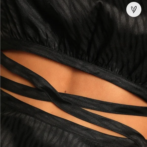 Lulus Fierce Vision Black Jacquard Print Satin Cutout Midi Dress - Picture 5 of 14